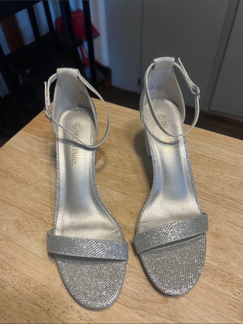 Dream Pairs Silver Glitter Ankle-Strap Sandals